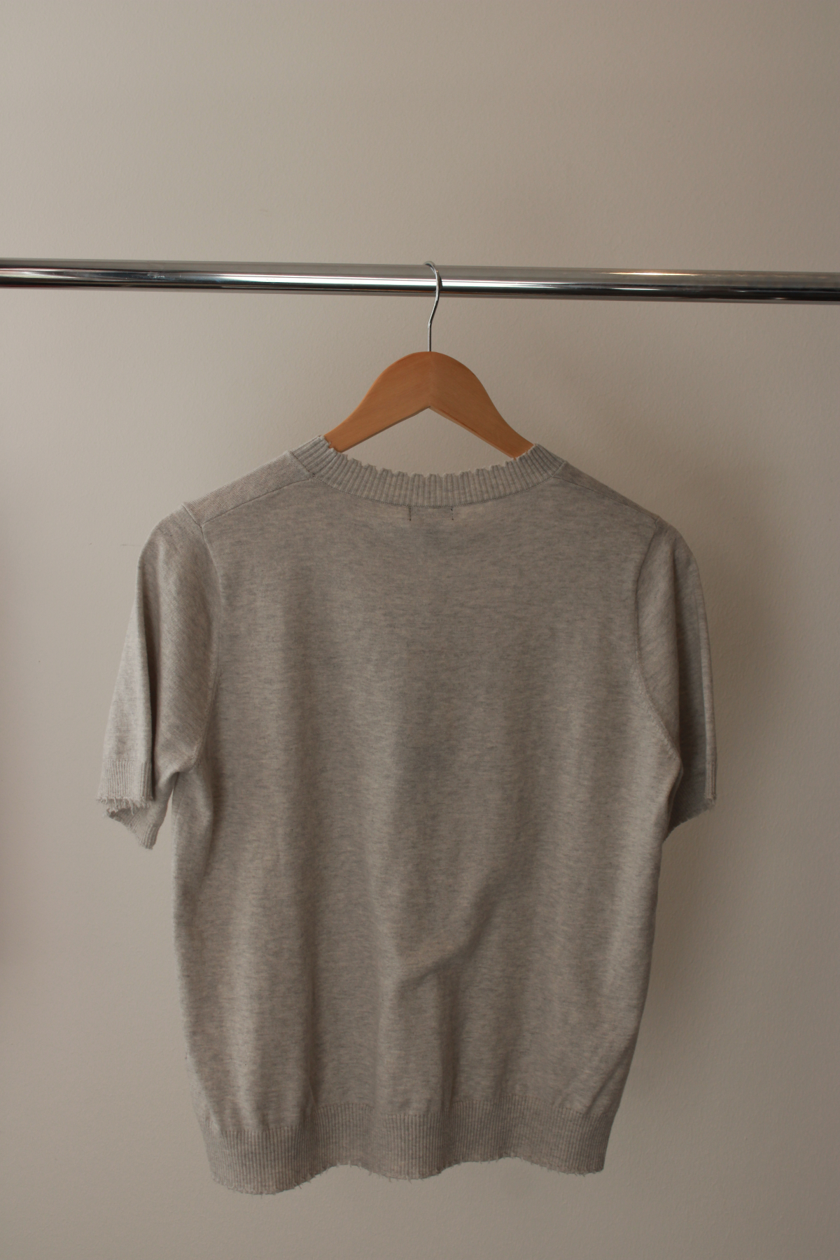 Cotton Cashmere Printed Frayed Tee