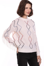 Load image into Gallery viewer, Cashmere Cable Corded Fringe Pullover
