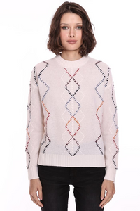 Cashmere Cable Corded Fringe Pullover