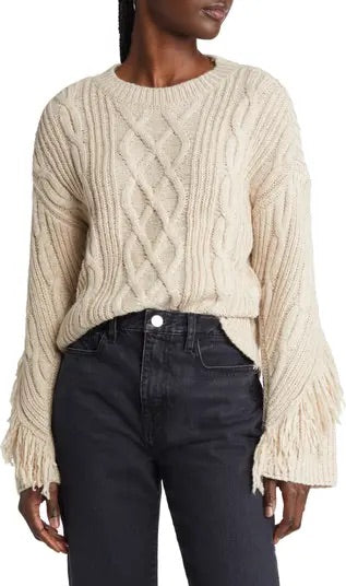 Long Sleeve Fringe Sweater
